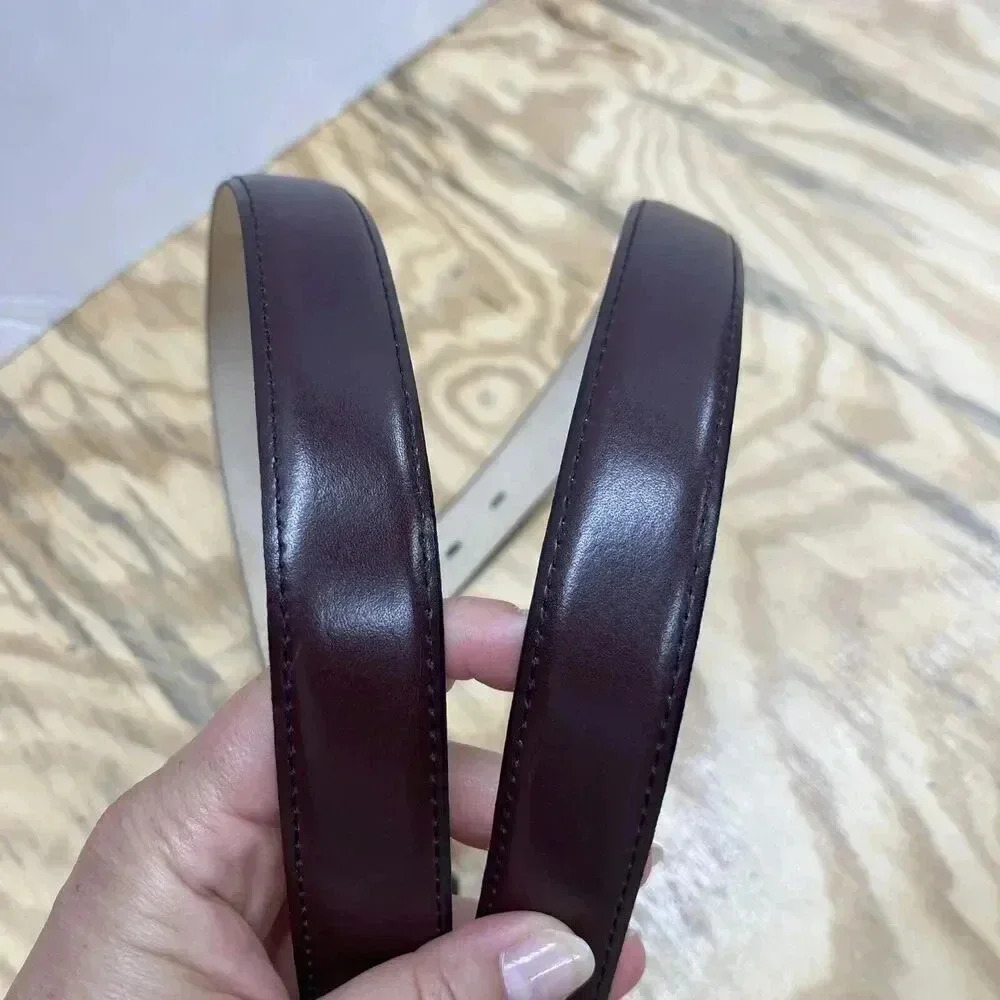 Glove leather Burgundy Red dress office belt cashmere cowhide lined size 56\140 - Picture 5 of 10